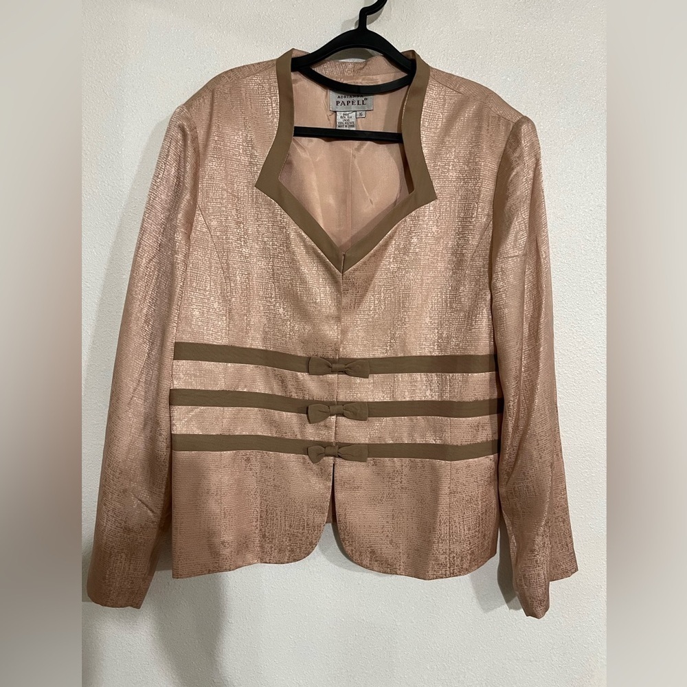 Adriana, Papel 100% silk size 16 career jacket rose color business formal